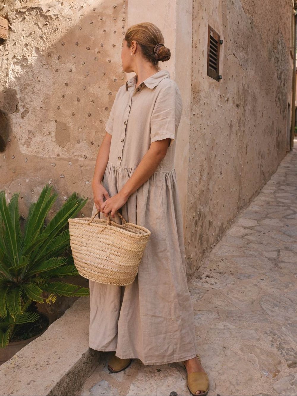 Sauths Vernaza Linen Dress in Apricot